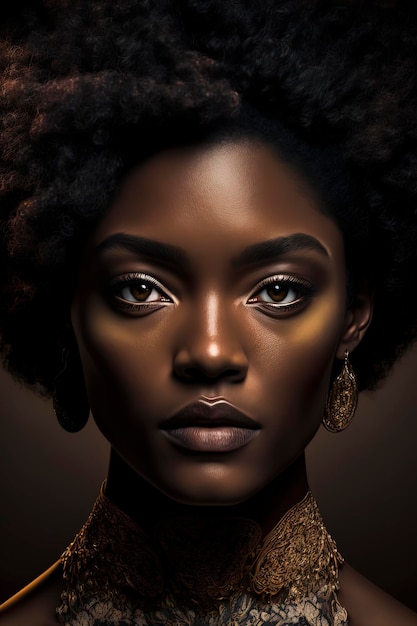 Retrato de una hermosa niña negra con el concepto del mes de la historia negra AIGenerated