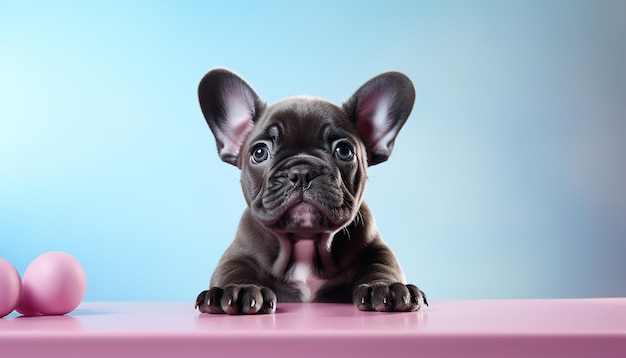 retrato de una hermosa perra de pura raza, un cachorro de bulldog francés