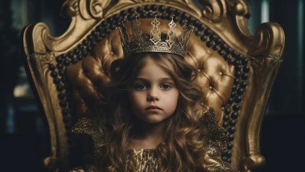 Retrato de una hermosa princesa con una corona dorada