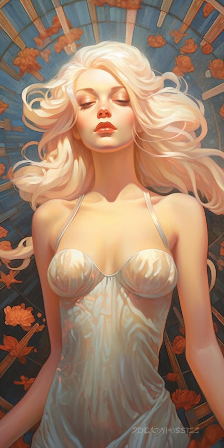 retrato de una hermosa socialite rubia de pie frente a una enorme jaula de pájaros