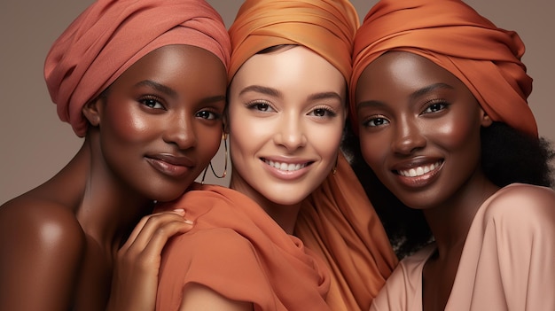retrato de hermosas chicas de diferentes nacionalidades modelos africanas asiáticas europeas