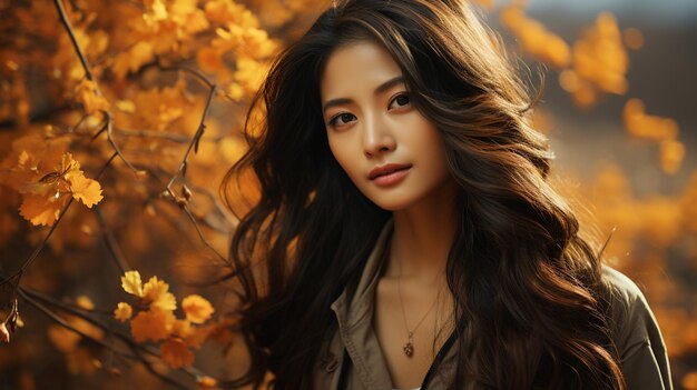 retrato de hermosas mujeres jóvenes asiáticas con flores de primavera