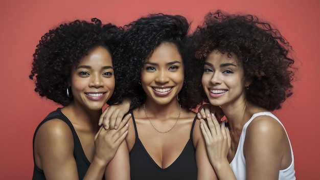 Retrato de hermosas mujeres negras posando juntas