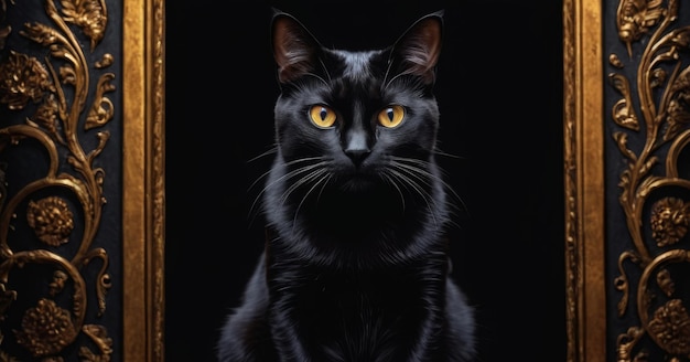 Retrato de un hermoso gato negro