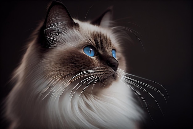 Retrato de un hermoso gato ragdoll con ai azul eyegenerative