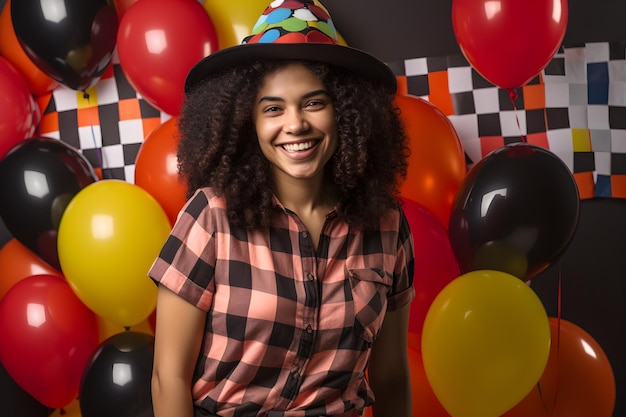 Foto retrato, de, un, hermoso, joven, mujer brasileña, llevando, un, sombrero de paja