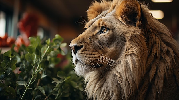 Foto retrato de un hermoso león