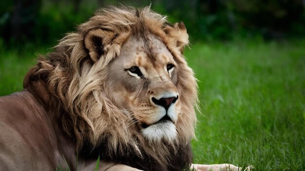 El retrato de un hermoso león