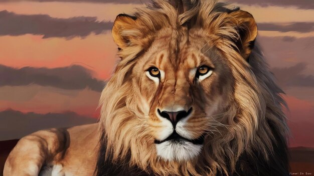 El retrato de un hermoso león