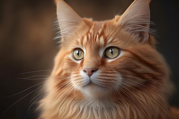 Retrato hermoso lindo gato naranja fotografía