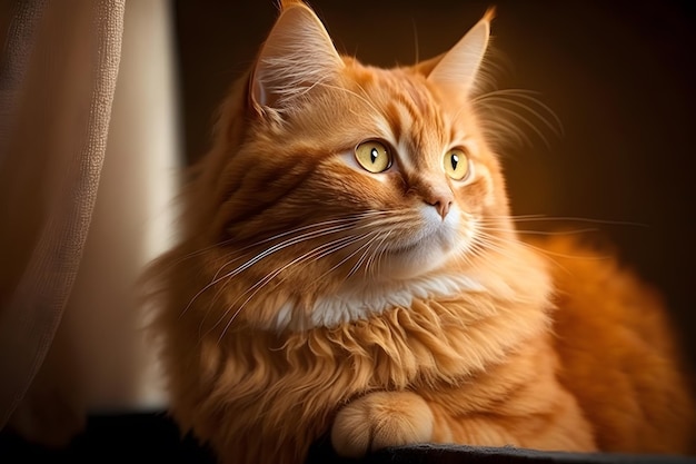 Retrato hermoso lindo gato naranja fotografía
