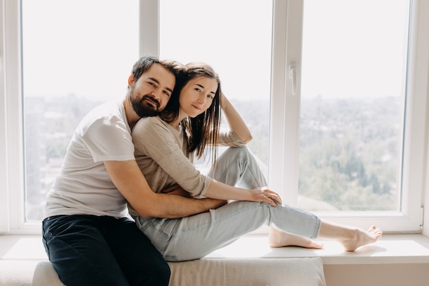 Retrato, de, hermoso, pareja joven