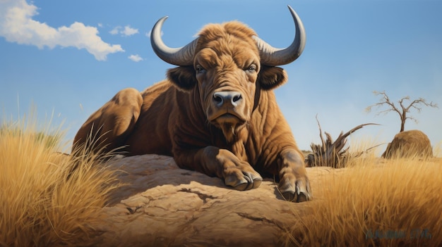 Foto retrato hiperrealista de la vida silvestre toro majestuoso en estilo de arte fenicio