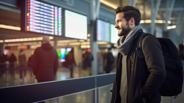 Retrato de un hombre en el aeropuerto