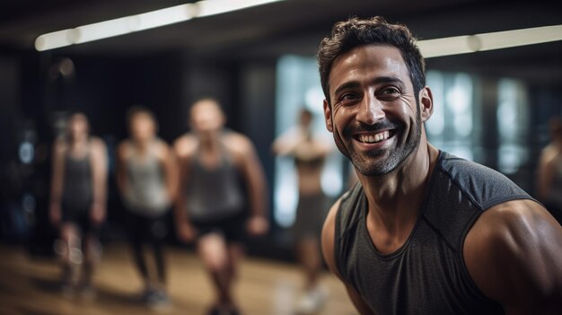 Retrato de hombre atlético en un gimnasio