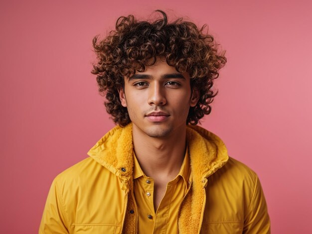 Foto retrato de un hombre con el cabello rizado