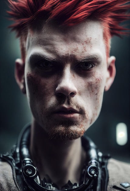 Foto retrato de un hombre ciberpunk de ciencia ficción hombre futurista de alta tecnología del futuro