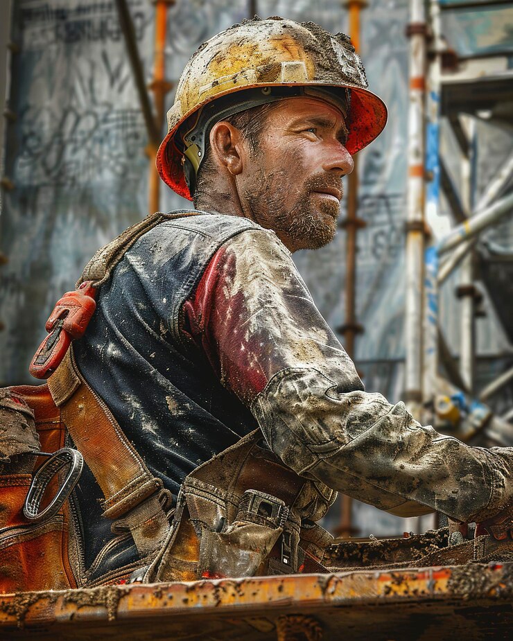 Retrato de un hombre de la construcción honrando su dedicación para celebrar el Día Internacional del Trabajo