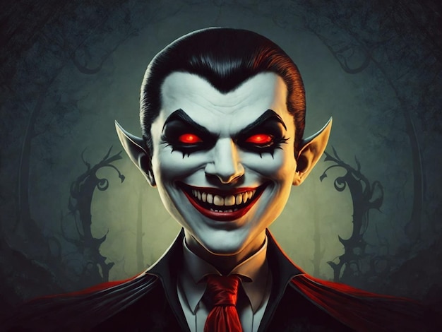 Foto retrato de un hombre con un disfraz de vampiro tema de halloween ia generativa