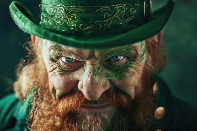 Retrato de un hombre disfrazado de leprechaun concepto de celebración del día de San Patricio