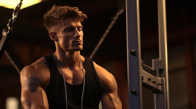 Retrato de un hombre en el gimnasio.