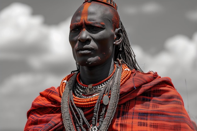 Foto retrato de un hombre indígena africano con ropa nacional