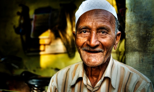Retrato de un hombre indio feliz