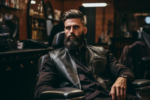 Retrato de un hombre modelo guapo en la peluquería generativa por Ai