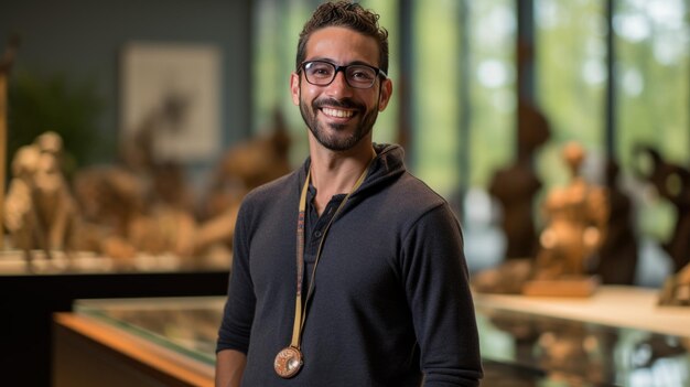 Retrato de un hombre en el museo.