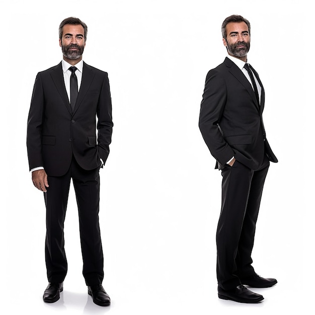 Foto retrato de un hombre de negocios guapo y confiado con traje de pie aislado