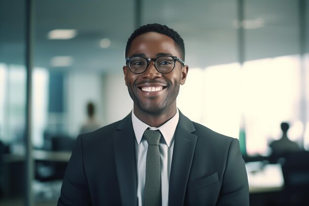 Foto retrato de un hombre de negocios negro en la oficina