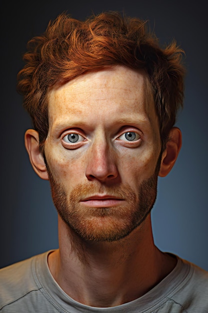 Retrato de un hombre pelirrojo con pecas en la cara