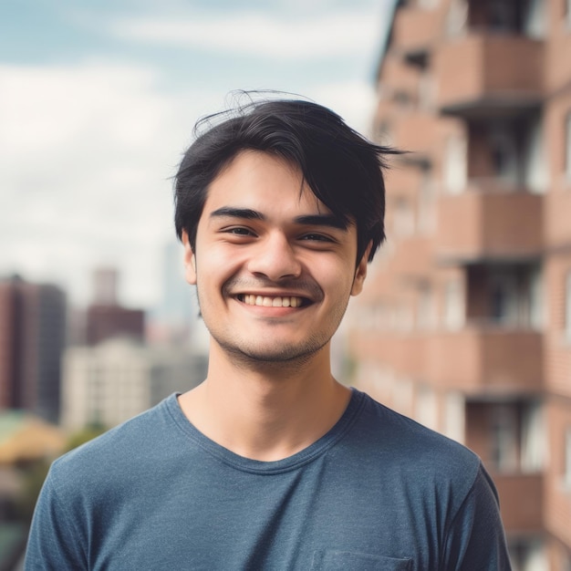 Retrato de hombre pelo negro cara afilada