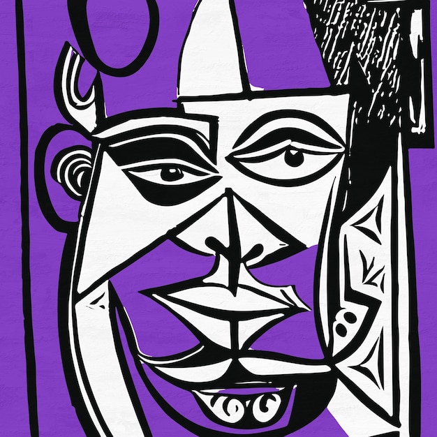 Retrato de hombre de rostro humano en estilo cubismo