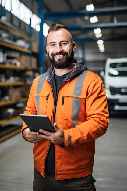 Retrato de un hombre con su ropa de trabajo