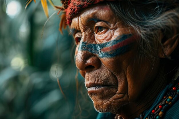 Retrato de un hombre de la tribu Dani con ropa tradicional koteka de Papúa