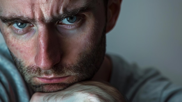 Retrato de un hombre triste y pensativo solo