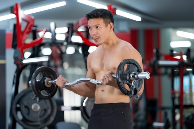 retrato homem treinando na academia