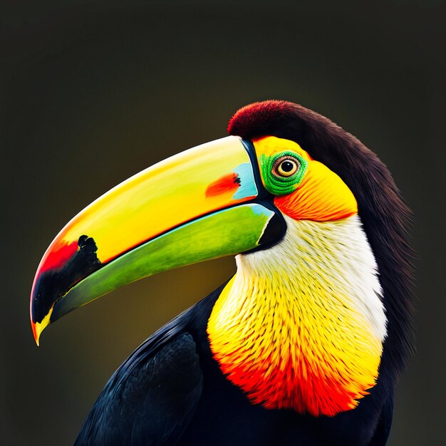 Retrato de una A.I. generativa de un tucano tropical