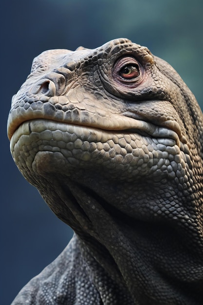 Retrato de una iguana en un fondo oscuro de primer plano