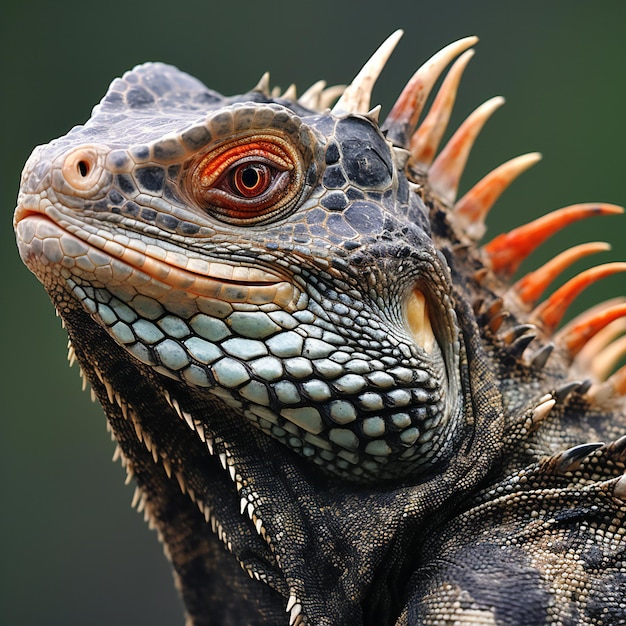 Retrato de una iguana verde Iguana iguana