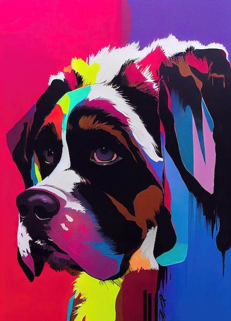 Retrato de ilustración de arte pop de color bulldog