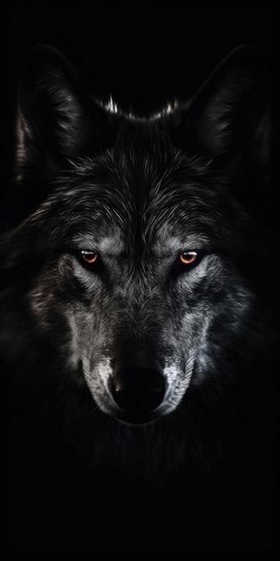 Retrato de imagen AI de un lobo con un fondo negro