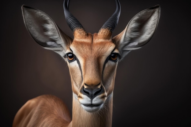 Retrato de Impala sobre fondo oscuro AI Generativo