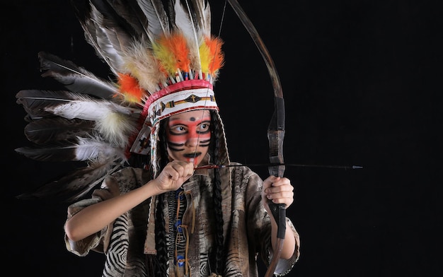 retrato, de, un, indio, apache, niña