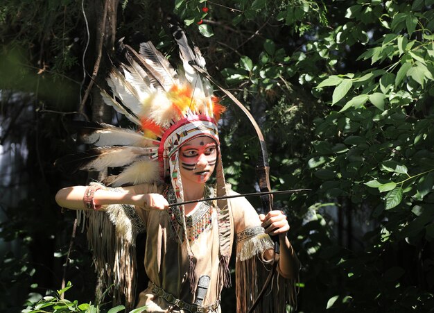 retrato, de, un, indio, apache, niña