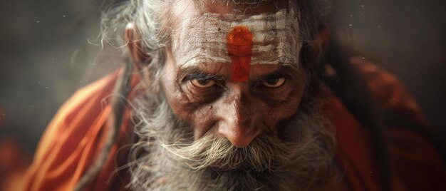 Foto el retrato indio de sadhu baba nondo somendrah