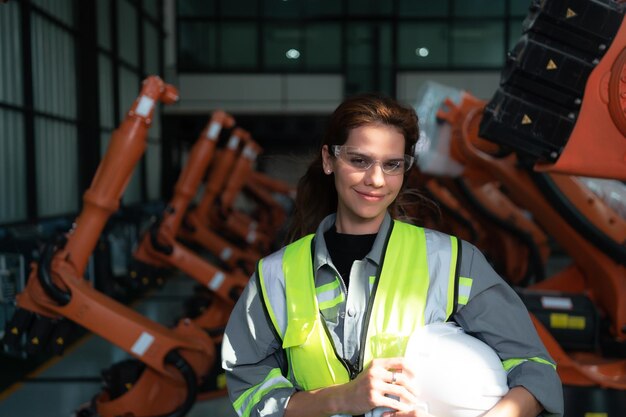 Retrato de una ingeniera con la misión de auditar las pruebas, mejorar el software y calibrar el brazo robótico