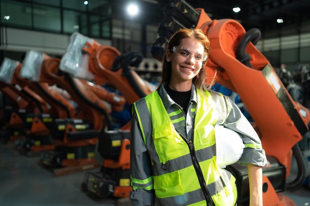 Retrato de una ingeniera con la misión de auditar las pruebas, mejorar el software y calibrar el brazo robótico
