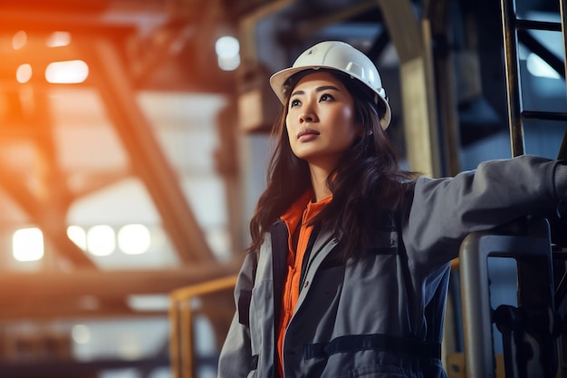 Retrato de una ingeniera senior con ropa de trabajo protectora en el trabajo